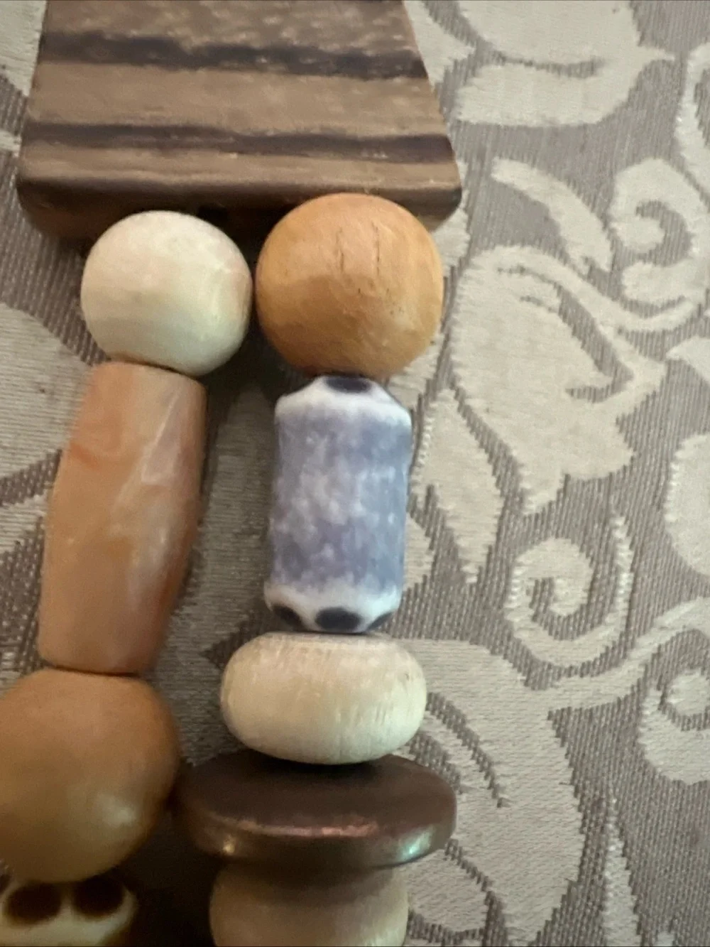 Chunky Wooden Necklace Gold Tone Spacers = Different Sizes, Colors & Shapes Boho